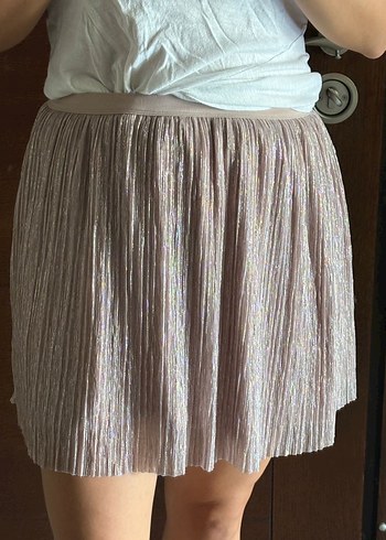 Pembe Pilili Midi Kadın Etek - Görsel 3