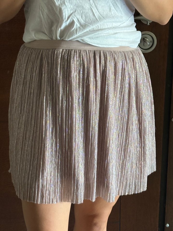 Pembe Pilili Midi Kadın Etek - Görsel 3