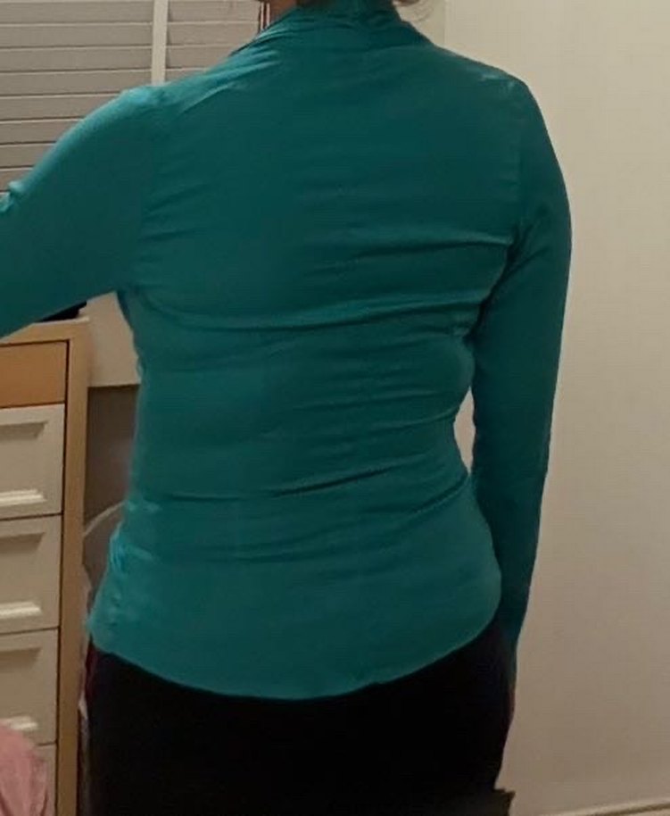 Kadın Turkuaz V Yaka Drapeli Bluz - Görsel 2