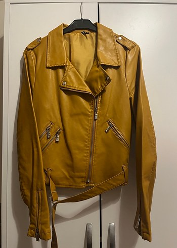 Sarı Kadın Deri Ceket - Görsel 2