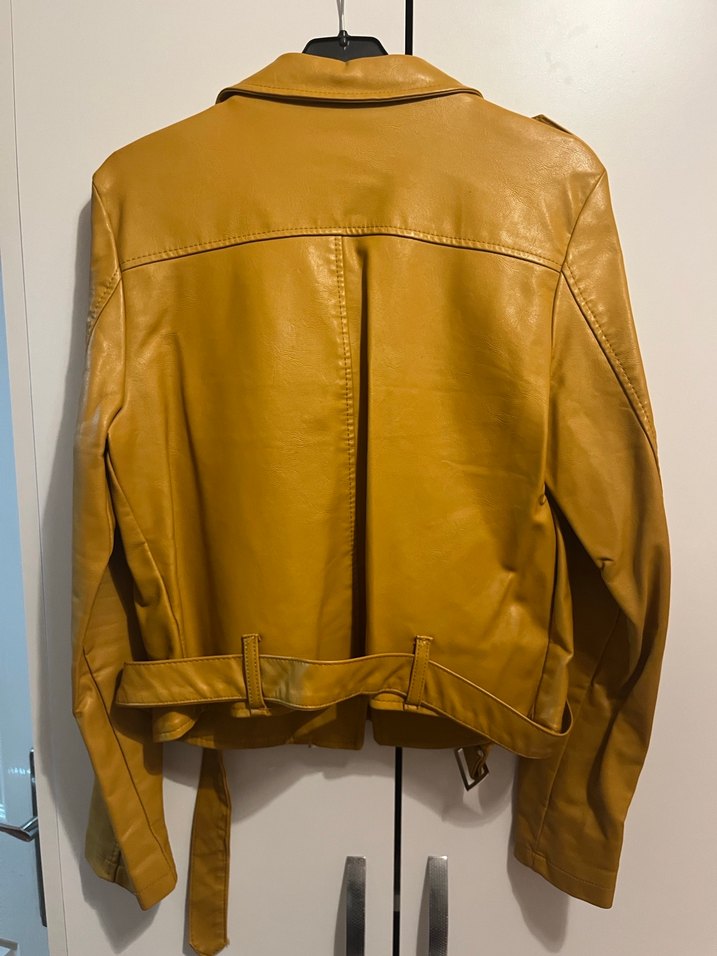 Sarı Kadın Deri Ceket - Görsel 3