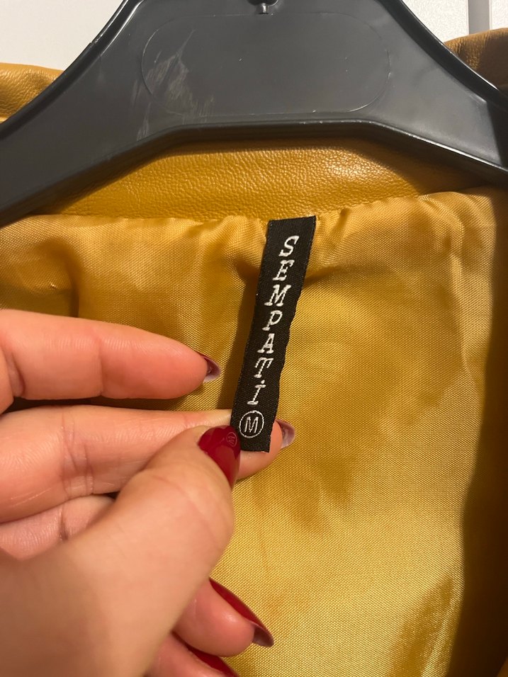 Sarı Kadın Deri Ceket - Görsel 4