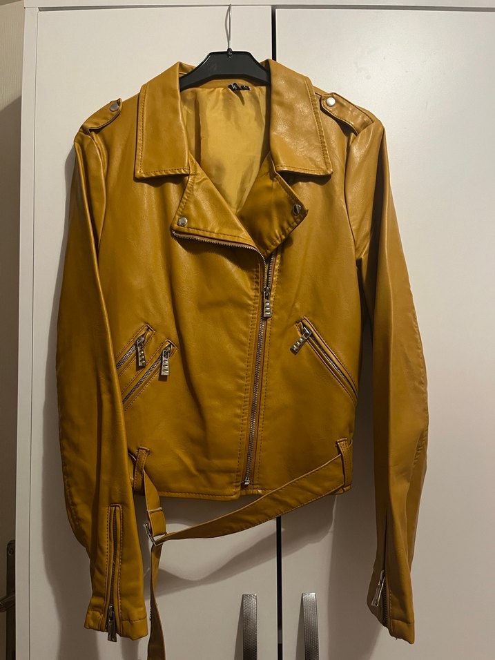 Sarı Kadın Deri Ceket - Görsel 2