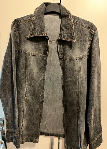 Gri fermuarlı kot Ceket - Görsel 2