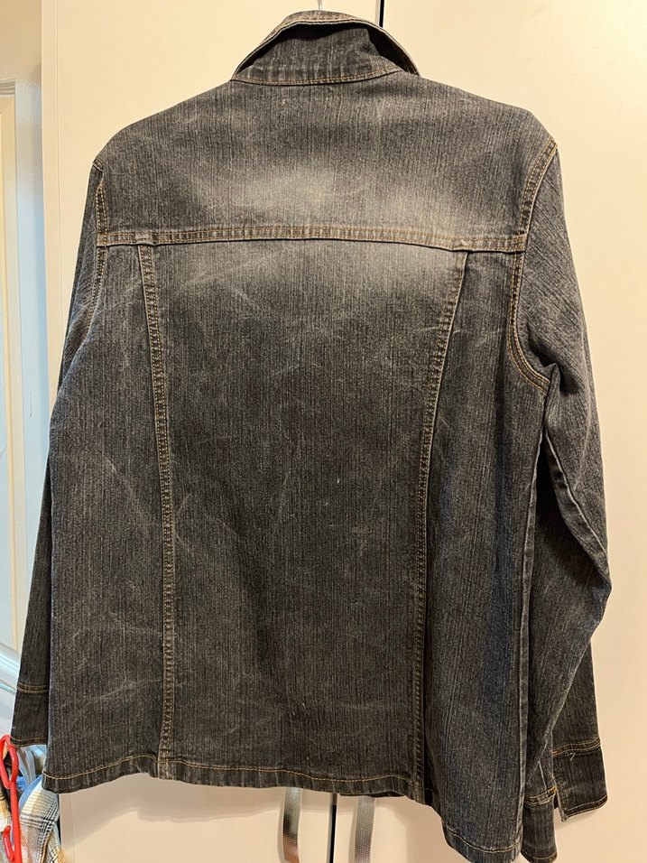 Gri fermuarlı kot Ceket - Görsel 3