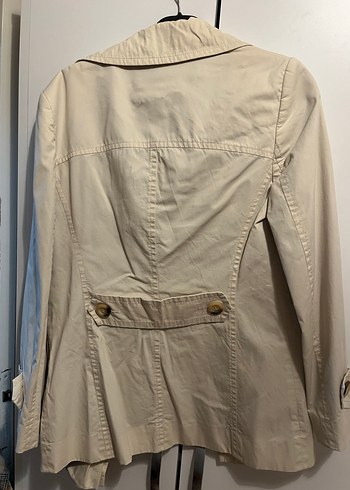 Bej Düğmeli Midi Kadın Trençkot - Görsel 4