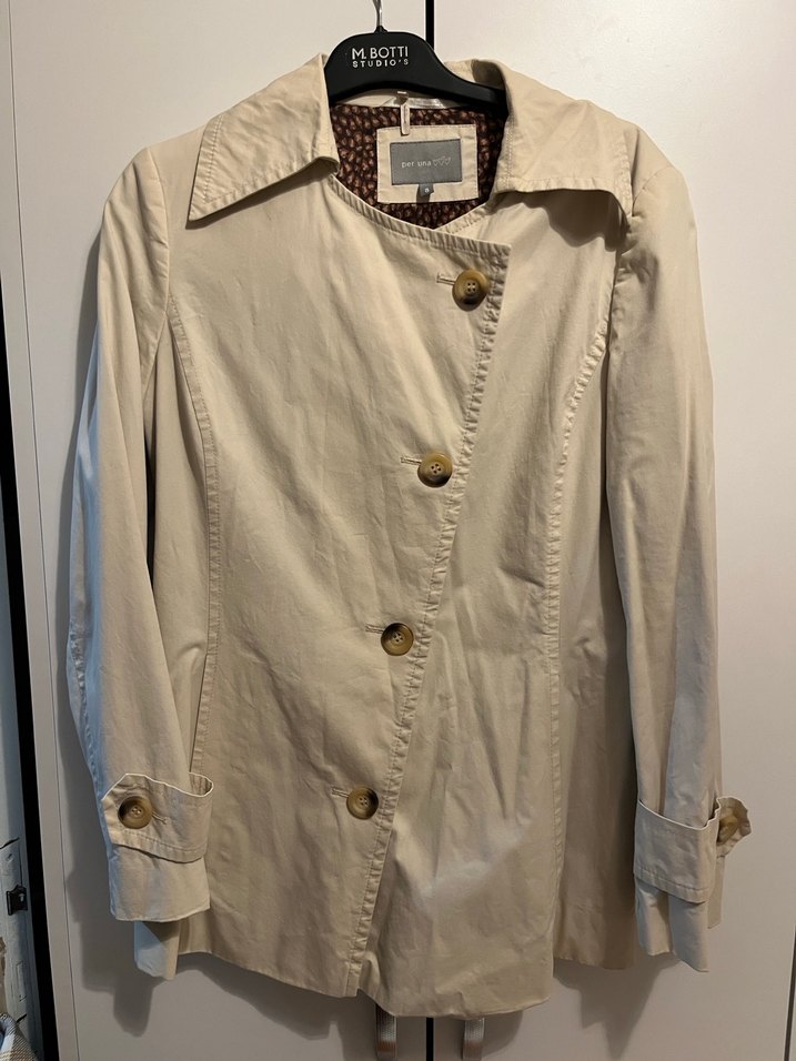 Bej Düğmeli Midi Kadın Trençkot - Görsel 2