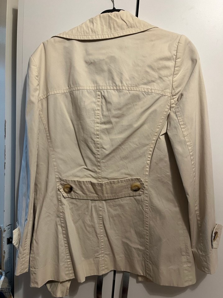 Bej Düğmeli Midi Kadın Trençkot - Görsel 4