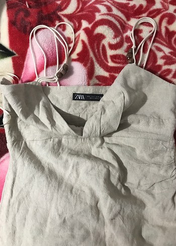 Gri Keten V Yakalı Drapeli Midi Elbise - Görsel 2