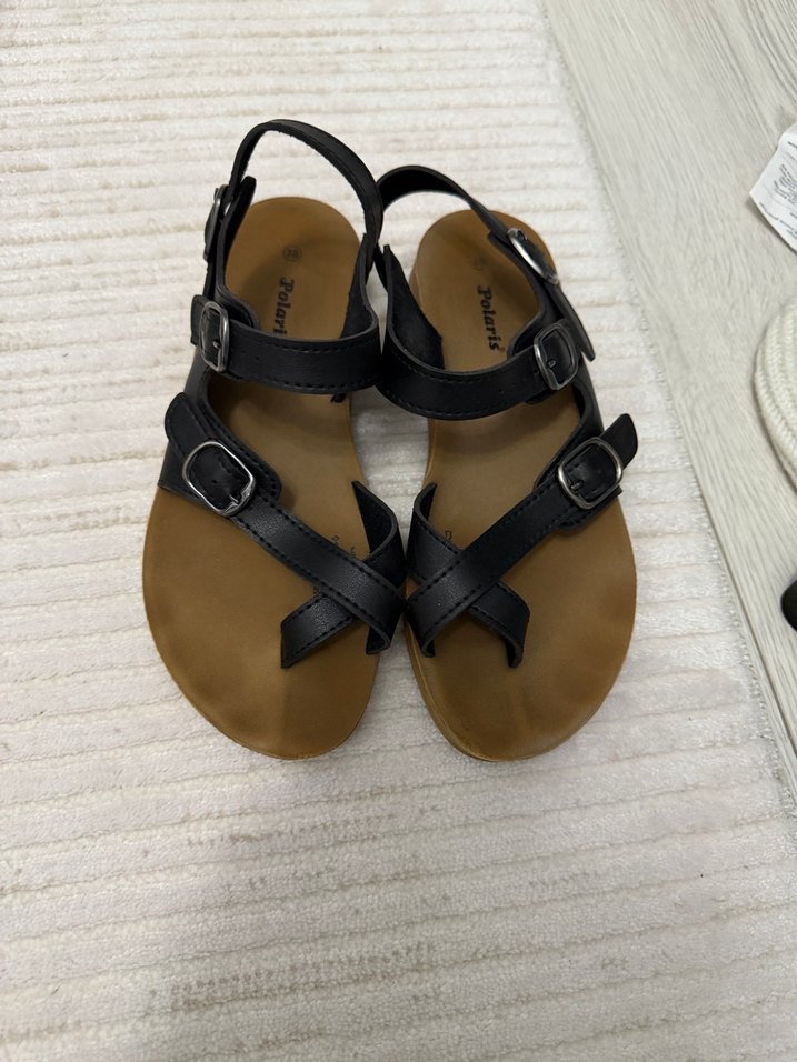 YAZLIK SİYAH DERİ SANDALET TAM KALIP 38 - Görsel 5