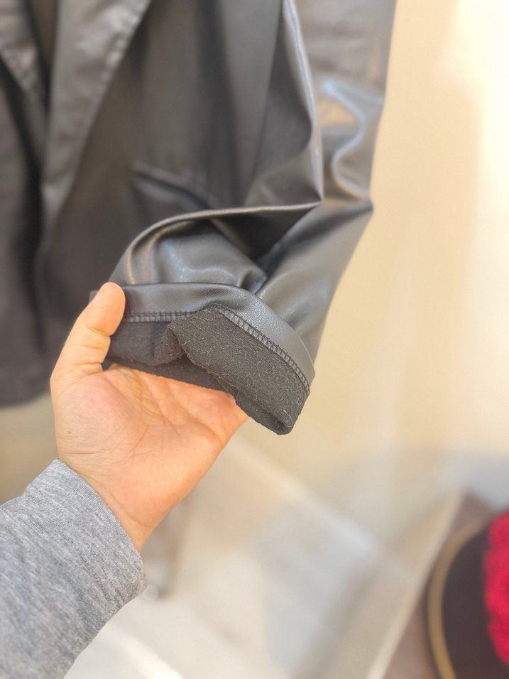 Kadın Siyah Deri Uzun Ceket TEK EBAT - Görsel 2