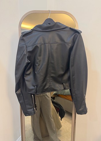 Siyah Biker Kadın Deri Ceket - Görsel 3