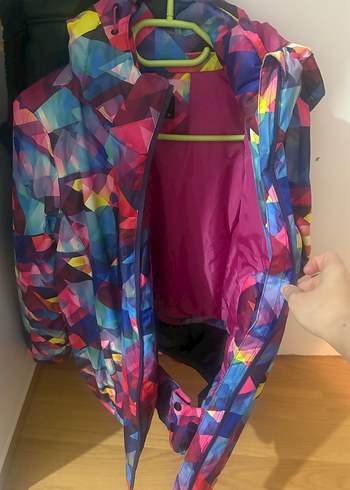 Çok Renkli Bağlama Desenli kar montu - Görsel 2