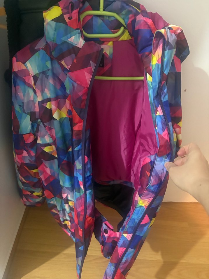 Çok Renkli Bağlama Desenli  kar montu - Görsel 2