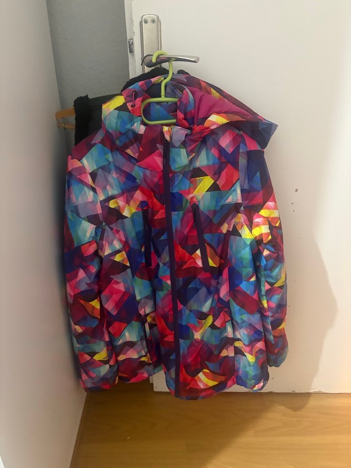 Çok Renkli Bağlama Desenli  kar montu - Görsel 3