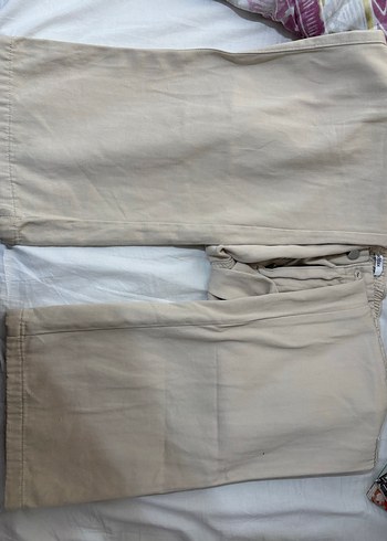 Bej %100 Pamuk Düşük-Normal Bel Kargo Pantolon - Görsel 2