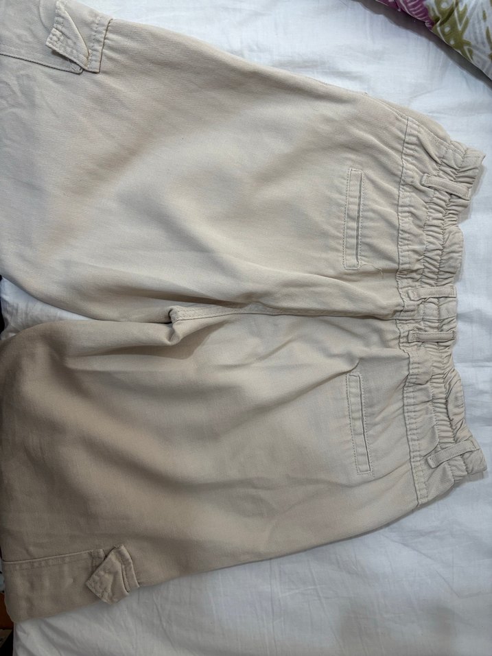Bej %100 Pamuk Düşük-Normal Bel Kargo Pantolon - Görsel 3
