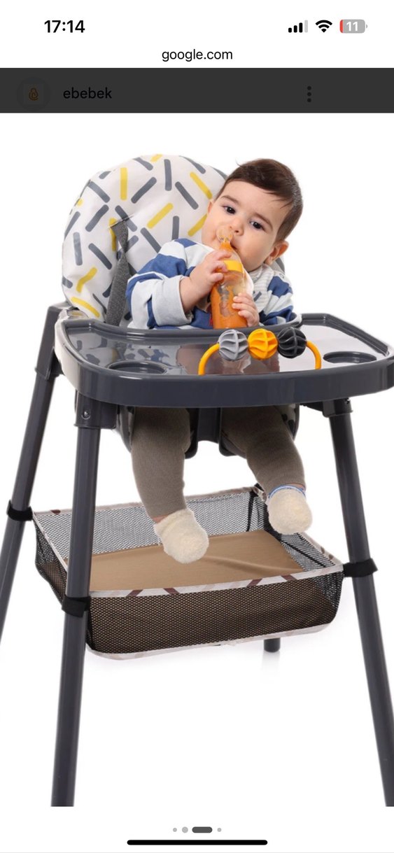 Gri ve Kahverengi Bebek Mama Sandalyesi - Görsel 2