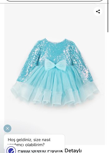 Işıltılı Mavi Uzun Kollu Çocuk Elbise - Görsel 2