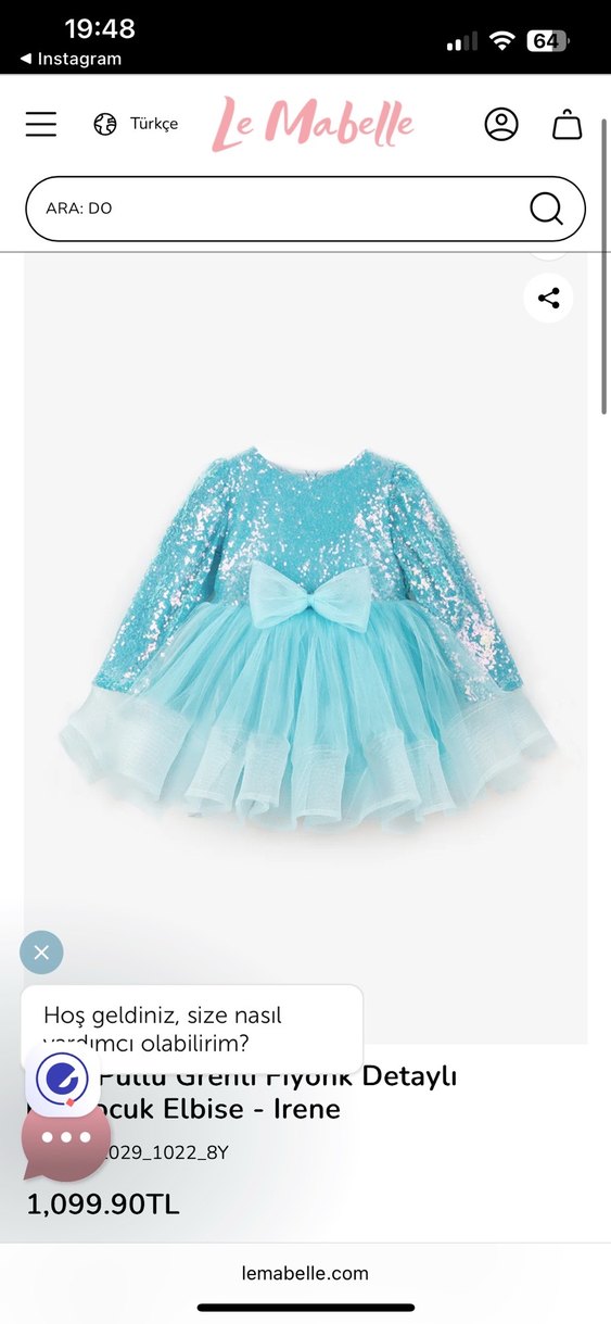 Işıltılı Mavi Uzun Kollu Çocuk Elbise - Görsel 2