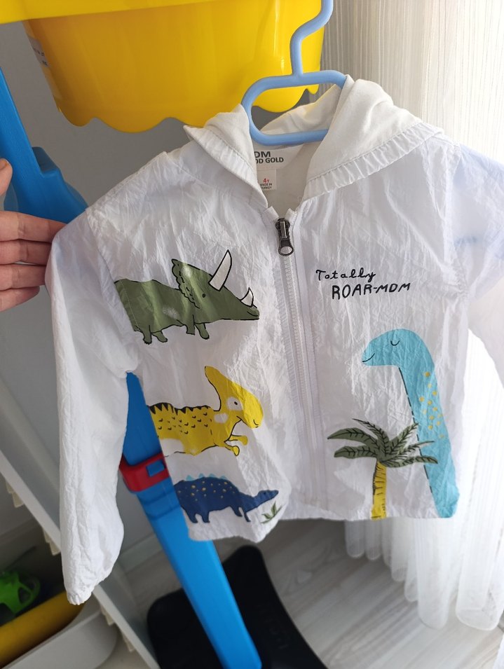Dinozor Baskılı Erkek Çocuk Yağmurluk - Görsel 4