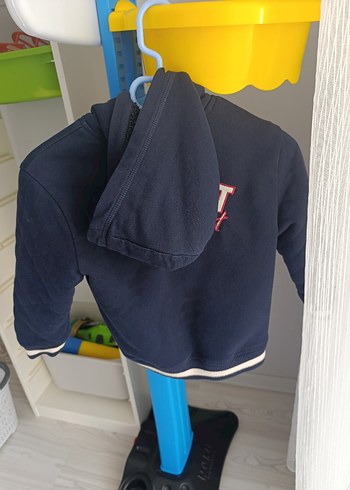 Kapüşonlu Lacivert Fermuarlı zara kalın Ceket - Görsel 4