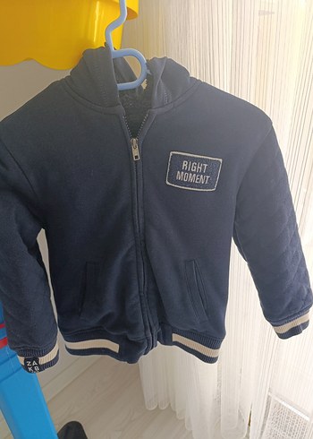 Kapüşonlu Lacivert Fermuarlı zara kalın Ceket - Görsel 2