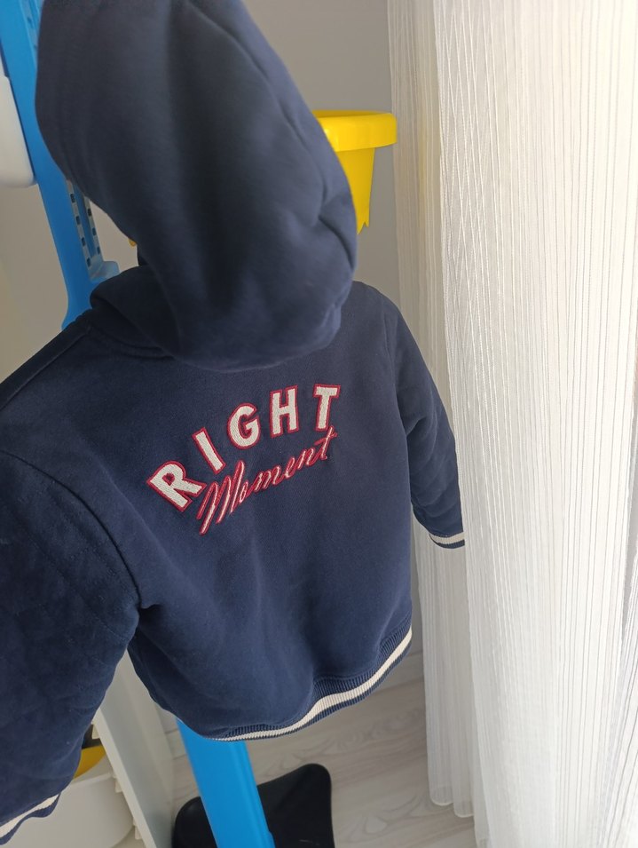 Kapüşonlu Lacivert Fermuarlı zara kalın Ceket - Görsel 3