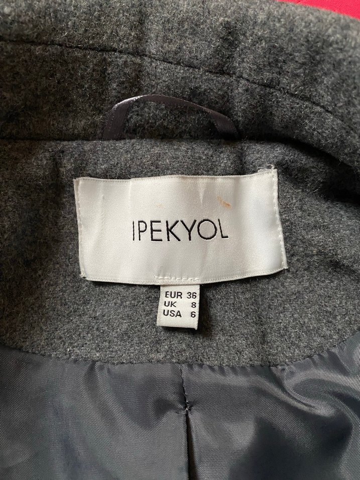 Gri Kadın İpekyol Yünlü Kaban - Görsel 3