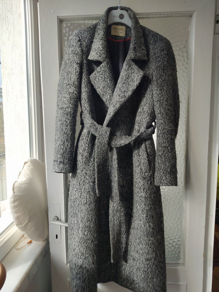 Gri Uzun Kadın Kaşe Kaban - Görsel 3