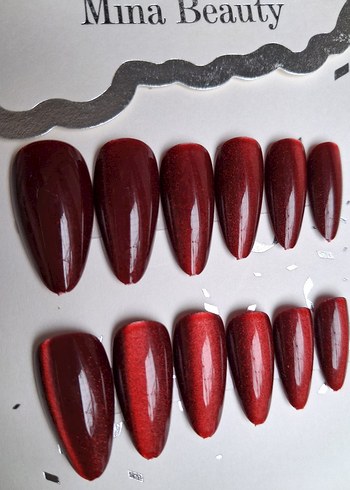 Bordo Parlak Tırnak Süslemeleri Mina Beauty - Görsel 2