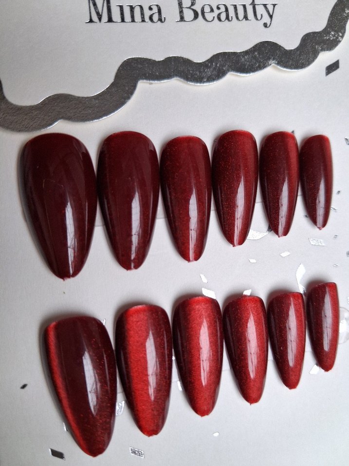 Bordo Parlak Tırnak Süslemeleri Mina Beauty - Görsel 2