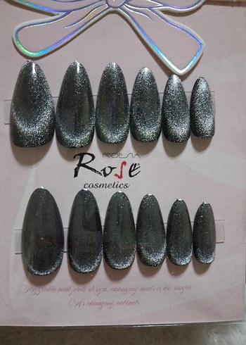 Gri Parlak Takma Tırnak Seti - Görsel 3