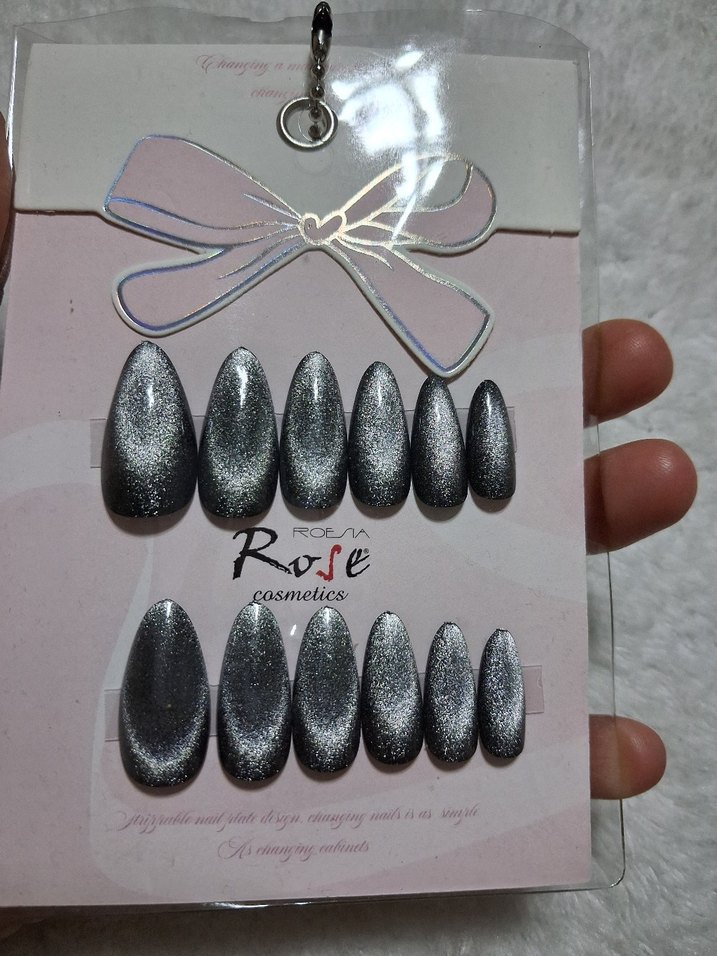 Gri Parlak Takma Tırnak Seti - Görsel 2