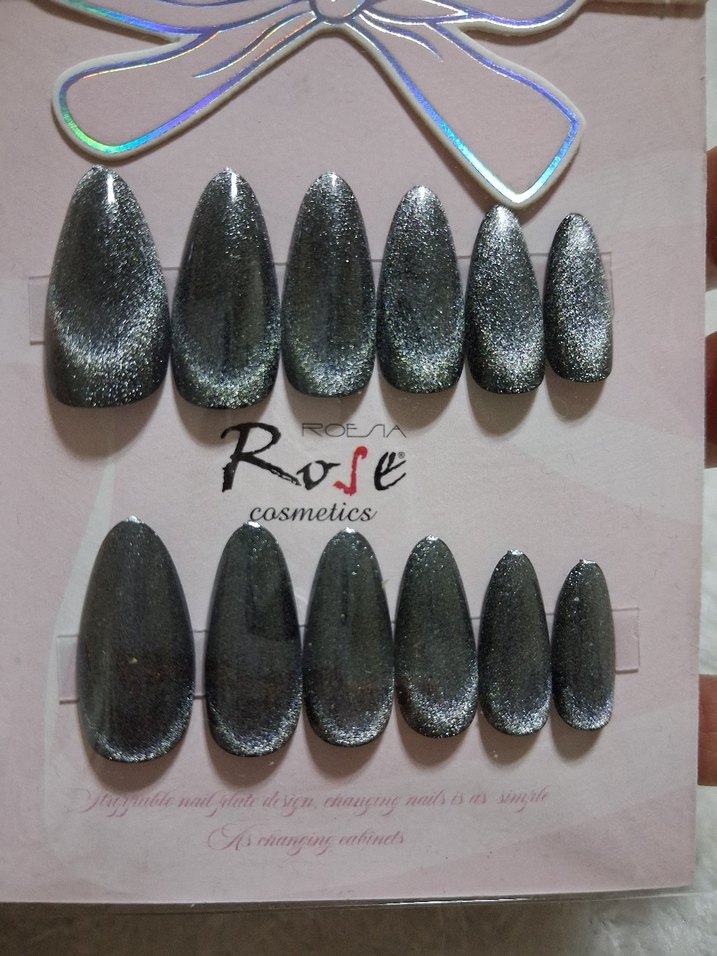Gri Parlak Takma Tırnak Seti - Görsel 3