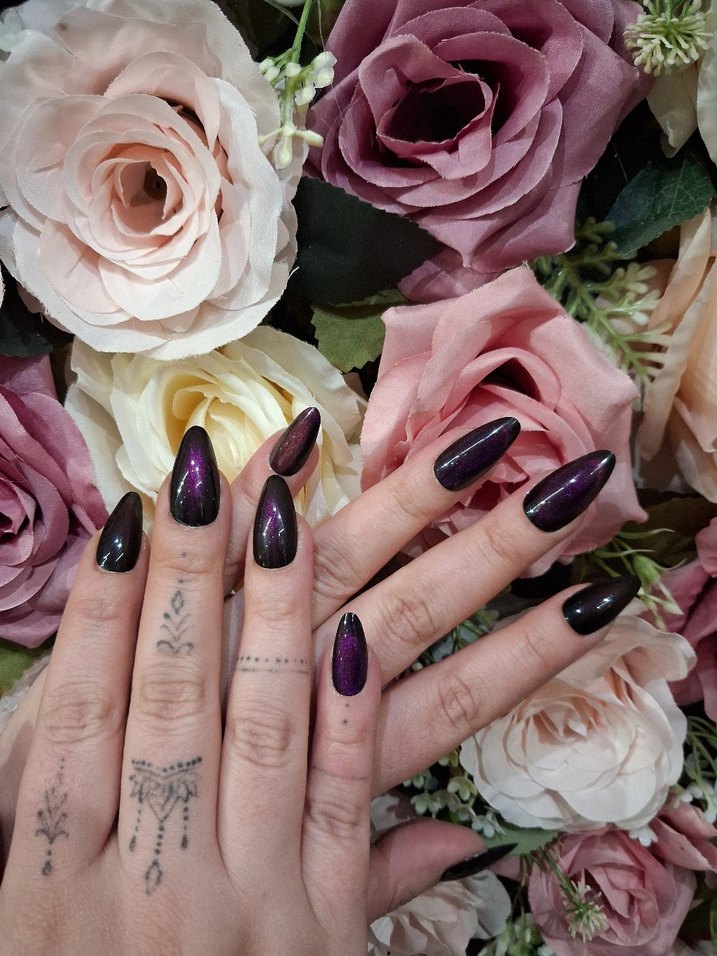 Mor Parlak Tırnak Süslemeleri - Görsel 2