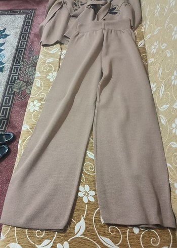 alt üst takım Nakışlı Bej Midi Kimono hiç kullanılmadı - Görsel 3