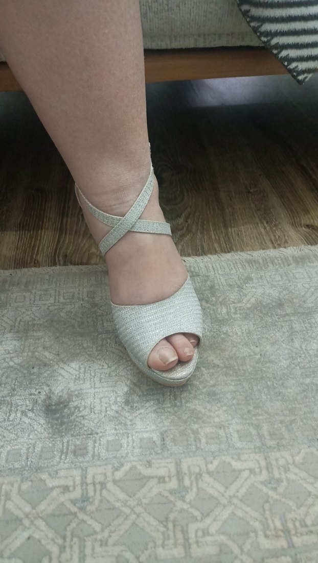 Simli GriTokalı Kadın Yüksek Topuklu Abiye Ayakkabı1 kez giyildi - Görsel 3