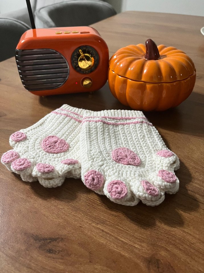 Kedi patisi detaylı örgü eldiven - Görsel 2