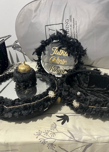 Siyah Fırfırlı Bohem Düğün Aksesuar Seti - Görsel 3
