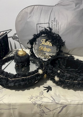 Siyah Fırfırlı Bohem Düğün Aksesuar Seti - Görsel 2