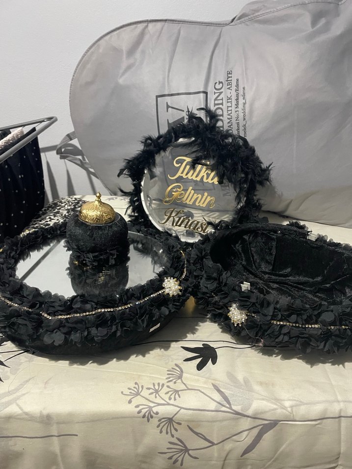 Siyah Fırfırlı Bohem Düğün Aksesuar Seti - Görsel 2