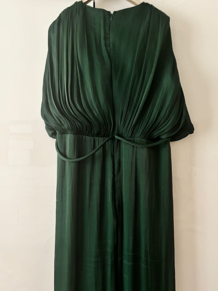 Yeşil şifon Uzun Abiye Elbise - Görsel 2