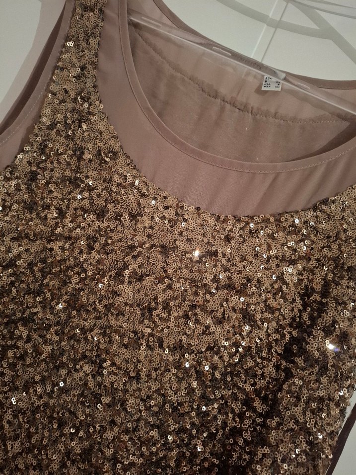 Parlak Bej Midi Abiye Elbise - Görsel 2