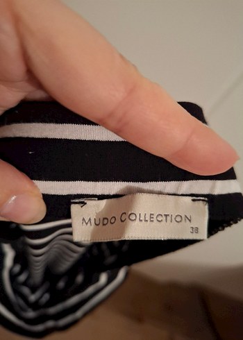 Siyah Beyaz Çizgili Piliseli Uzun Etek - Görsel 6