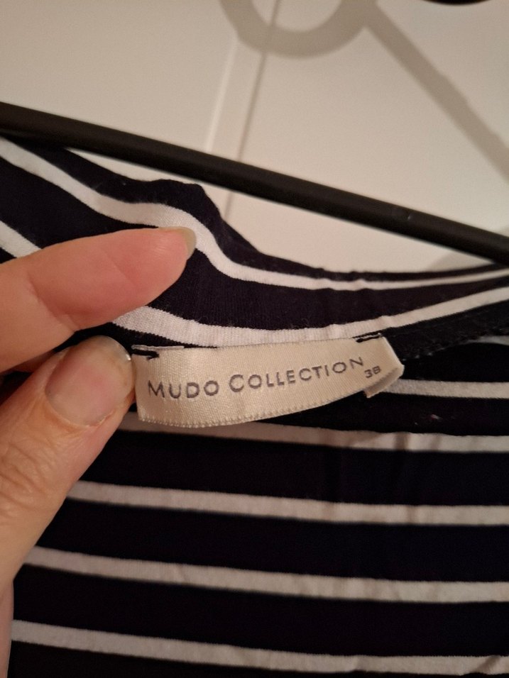 Siyah Beyaz Çizgili Piliseli Uzun Etek - Görsel 5