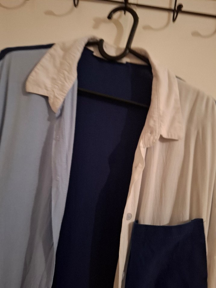 Düğmeli Mavi Gömlek Midi Uzun Kollu - Görsel 2