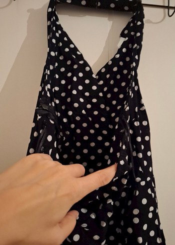 Puantiye Desenli Siyah Kadın Tulum - Görsel 5