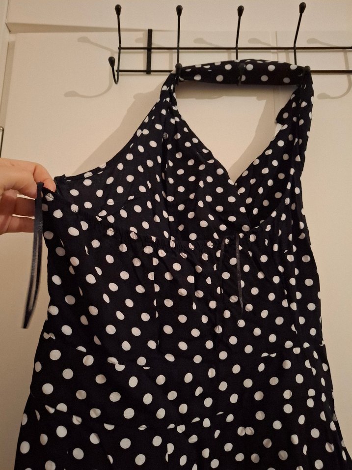 Puantiye Desenli Siyah Kadın Tulum - Görsel 4