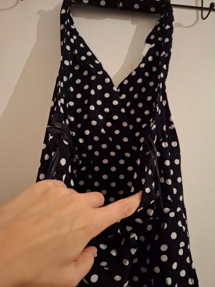 Puantiye Desenli Siyah Kadın Tulum - Görsel 5